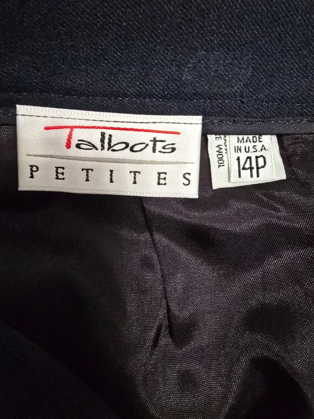Talbots 14P Navy Wool Blend Lined Pencil Skirt Made in USA Work Basic - Picture 6 of 8